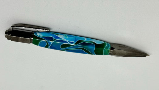 Blue-green resin pen