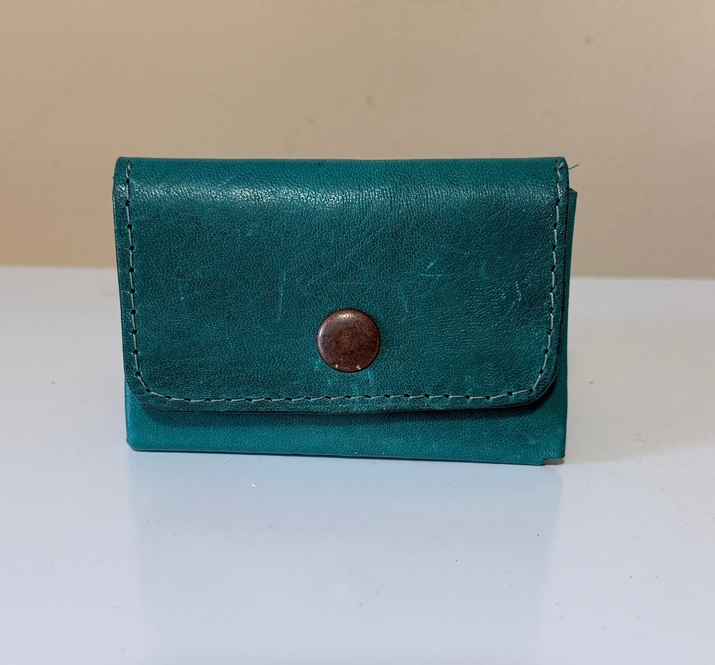 Green leather card wallet